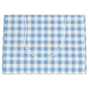 Grand Sac Cadeau Barbecue BBQ bébé pique-nique à carreaux bleus