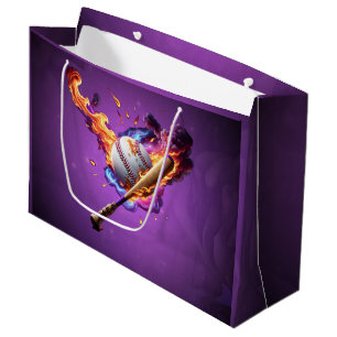 Grand Sac Cadeau Baseball en feu.