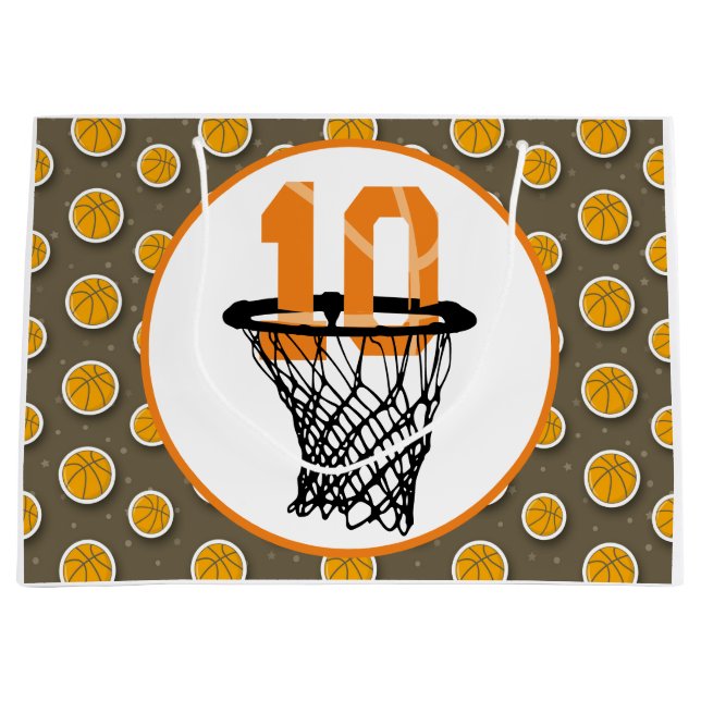 Grand Sac Cadeau Basketball 10e anniversaire avec numéro dans mini  (Devant)