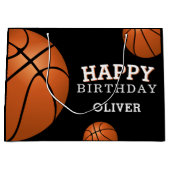 Grand Sac Cadeau Basketball Ball Sports heureux Anniversaire Nom (Devant)