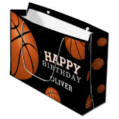 Grand Sac Cadeau Basketball Ball Sports heureux Anniversaire Nom (Devant Angle)
