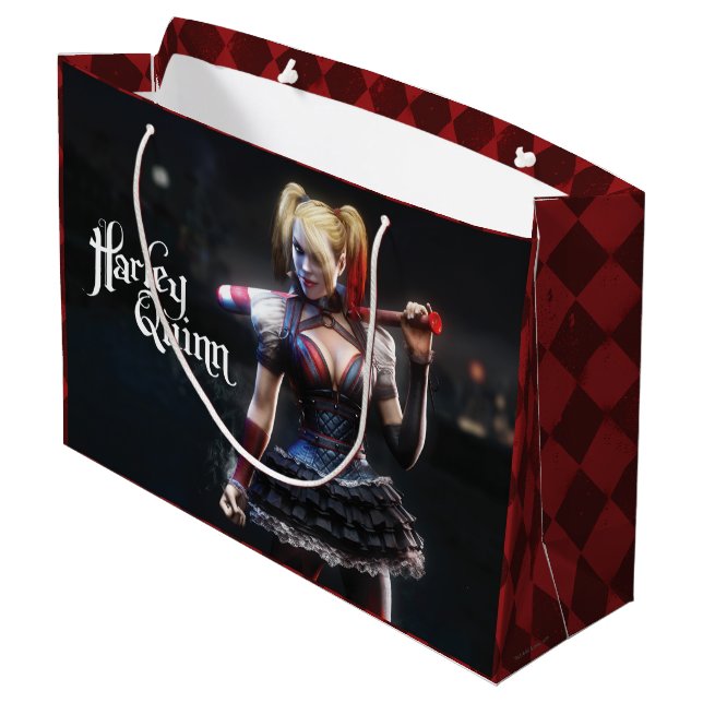 Grand Sac Cadeau Batman Arkham Knight | Harley Quinn avec la batte (Dos Angle)