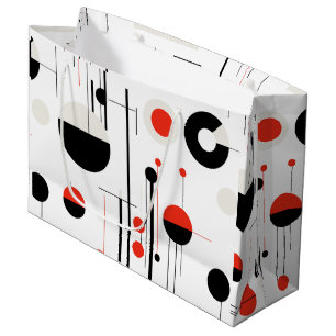 Grand Sac Cadeau Bauhaus noir rouge formes géométriques sur blanc
