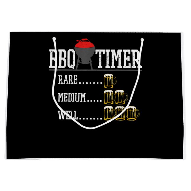 Grand Sac Cadeau BBQ | BBQ Timer Funny Bière Steak Grill (Devant)