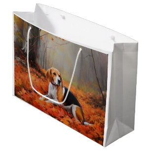 Grand Sac Cadeau Beagle en automne Leaves automne Inspire