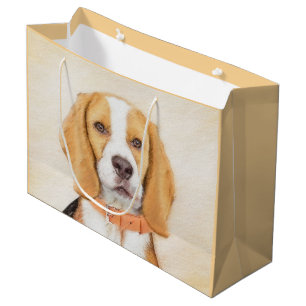 Grand Sac Cadeau Beagle Hound Dog Peinture Animal Art original