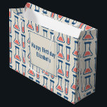 Grand Sac Cadeau Beaker & Test Tube Science Thème Anniversaire<br><div class="desc">Sac cadeau avec un dessin mignon d'un tube d'essai et d'un bécher. Parfait pour les types scientifiques.</div>