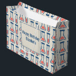 Grand Sac Cadeau Beaker & Test Tube Science Thème Anniversaire<br><div class="desc">Sac cadeau avec un dessin mignon d'un tube d'essai et d'un bécher. Parfait pour les types scientifiques.</div>