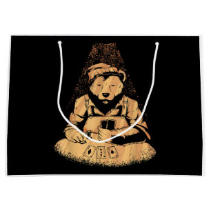 Grand Sac Cadeau Bear Poker Playing Cards Lucky Gambler