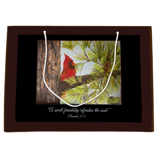 Grand Sac Cadeau Beau Red Bird Christian (Devant)