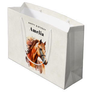 Grand Sac Cadeau Beau Sorrel Horse Portrait Anniversaire