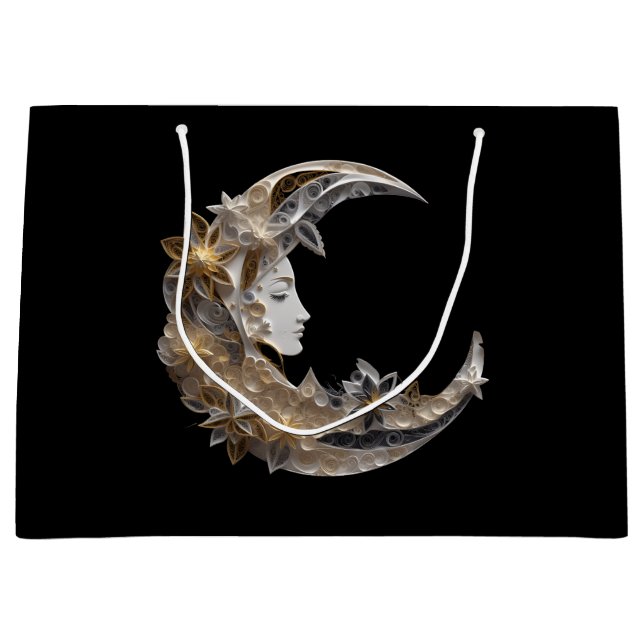 Grand Sac Cadeau Beau visage dans la lune (Devant)