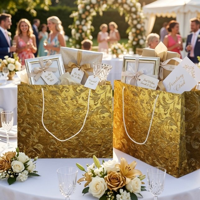 Grand Sac Cadeau Beautiful Golden pattern Large Gift Bag (Créateur téléchargé)