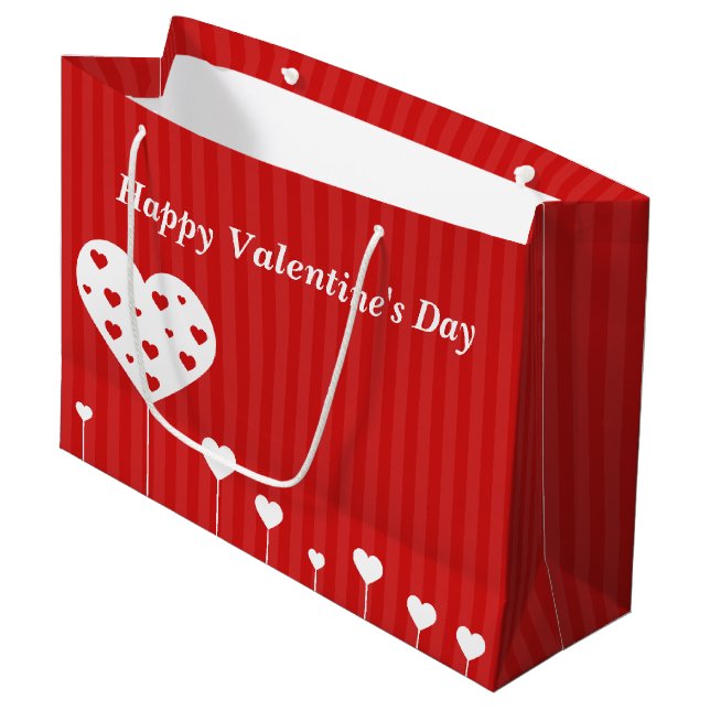 Grand Sac Cadeau Beaux coeurs de heureuse Sainte-Valentin (Devant Angle)