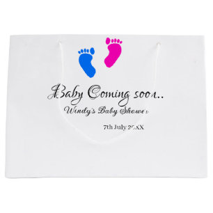 Grand Sac Cadeau Bébé à venir bientôt baby shower bleu rose bébé pi