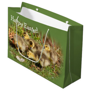 Grand Sac Cadeau Bébé adorable Oies du Canada sur l'herbe