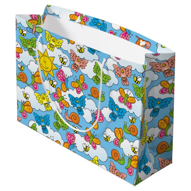 Grand Sac Cadeau Bébé Animaux Arrière - plan (Dos Angle)