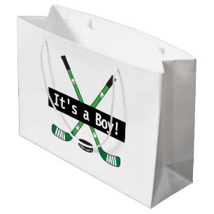 Grand Sac Cadeau Bébé de hockey C'est un garçon ou une fille Bâtons