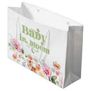 Grand Sac Cadeau Bébé en fleurs baby shower fleur sauvage