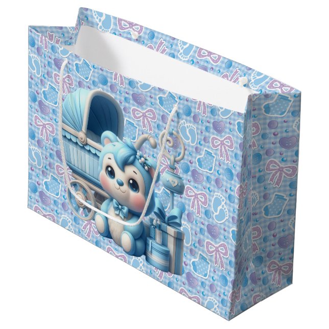 Grand Sac Cadeau Bébé garçon  (Devant Angle)