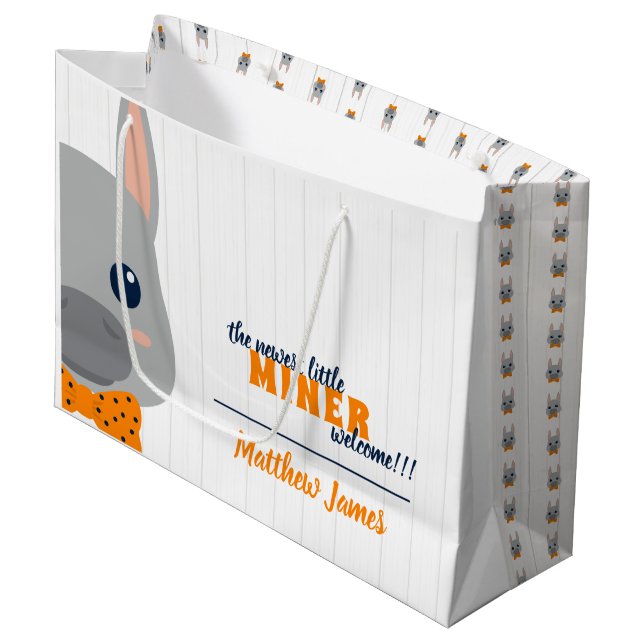 Grand Sac Cadeau Bébé Garçon Orange Donkey (Devant Angle)