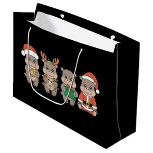 Grand Sac Cadeau Bébé Hippopotame Moo Deng Noël