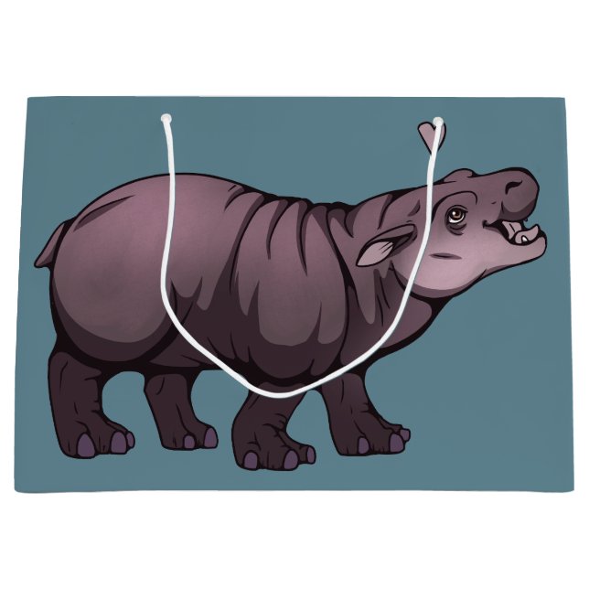 Grand Sac Cadeau Bébé Hippopotame Nain (Devant)