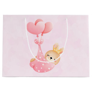 Grand Sac Cadeau Bébé mignon dans une couverture de coeur