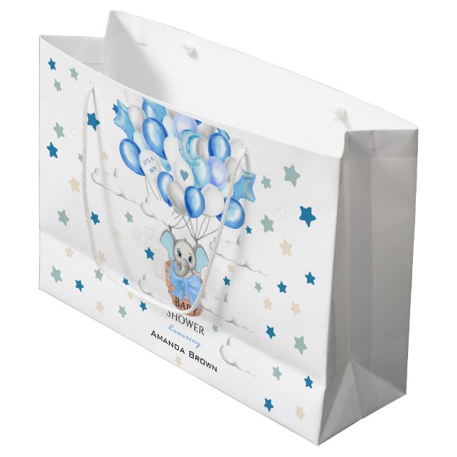 Grand Sac Cadeau Bébé mignon Eléphant Ballons Panier Baby shower ga (Devant Angle)