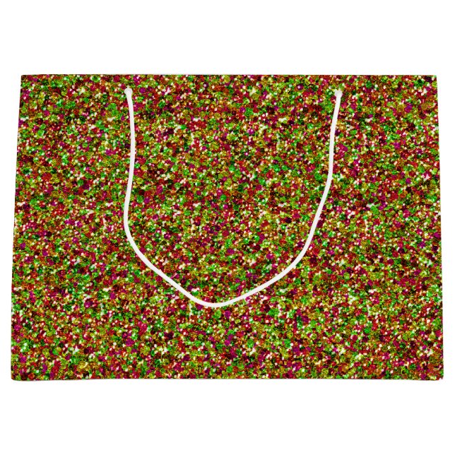 Grand Sac Cadeau Bedazzled Sparkles-rose-vert-CADEAU L (Devant)