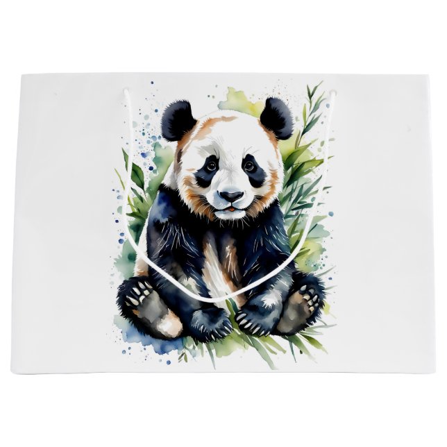 Grand Sac Cadeau Belle aquarelle Panda Bear (Devant)