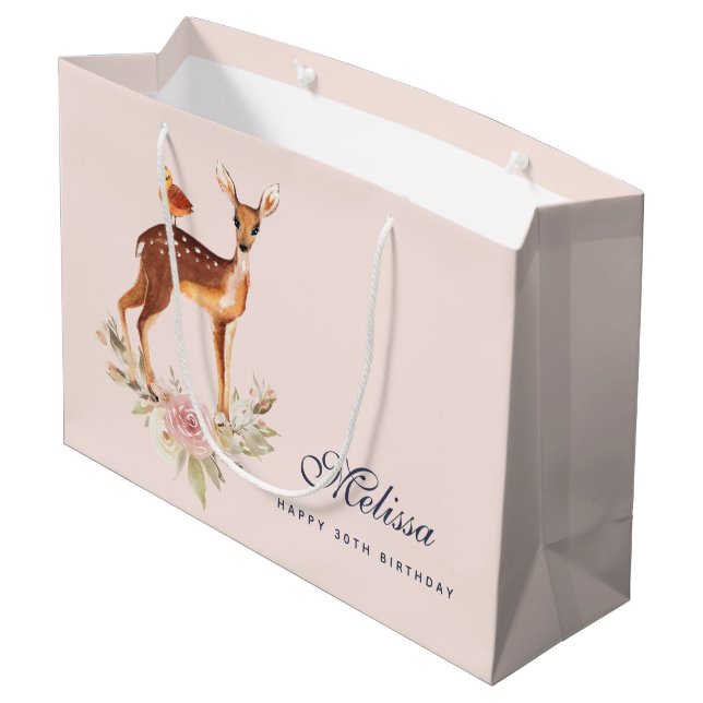 Grand Sac Cadeau Belle Doe Brown avec points blancs (Dos Angle)