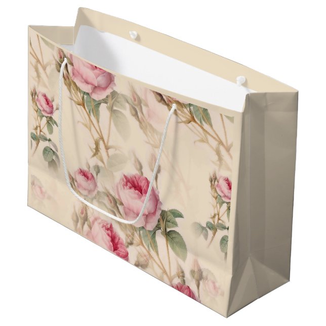 Grand Sac Cadeau Belle florale Vintage (Devant Angle)