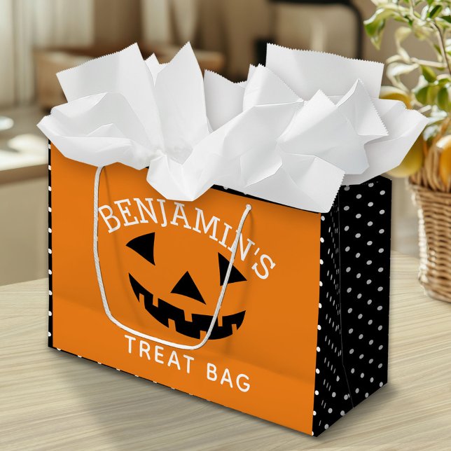 Grand Sac Cadeau Belle Halloween Citrouille de dessin ou de traitem (Custom Gift Bag)