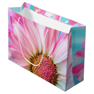 Grand Sac Cadeau Belle photo de fleur rose en gros plan