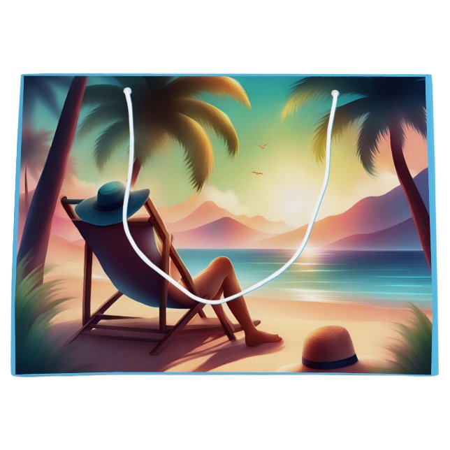 Grand Sac Cadeau belle plage (Devant)
