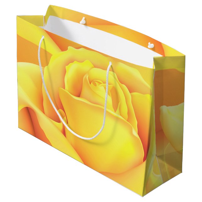Grand Sac Cadeau Belle Rose Jaune (Dos Angle)