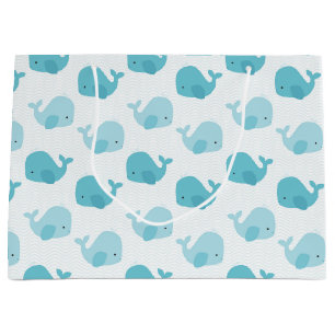 Grand Sac Cadeau Belles baleines de bleus layette
