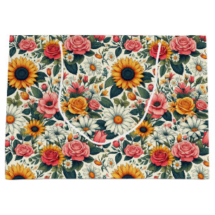 Grand Sac Cadeau Belles Fleurs