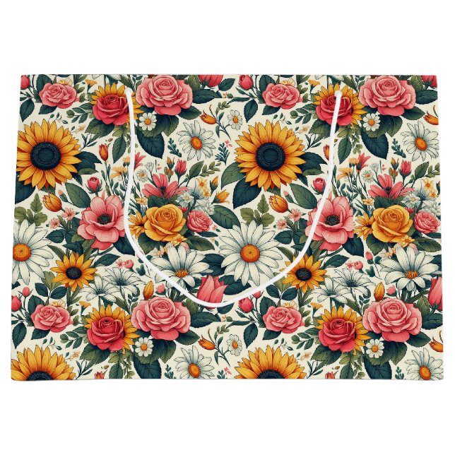 Grand Sac Cadeau Belles Fleurs (Devant)