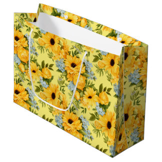 Grand Sac Cadeau Belles fleurs jaunes