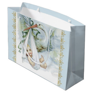 Grand Sac Cadeau Berceau Bébé Garçon Bleu