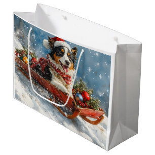 Grand Sac Cadeau Berger Australien en Traîneau Noël