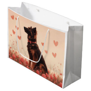 Grand Sac Cadeau Berger d'Anatolie avec des Roses - Saint-Valentin