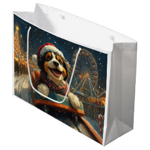 Grand Sac Cadeau Bernedoodle Chien Montagnes Russes Noël