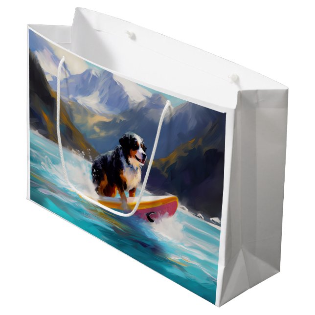 Grand Sac Cadeau Bernese Mountain Beach Surf Paining (Devant Angle)