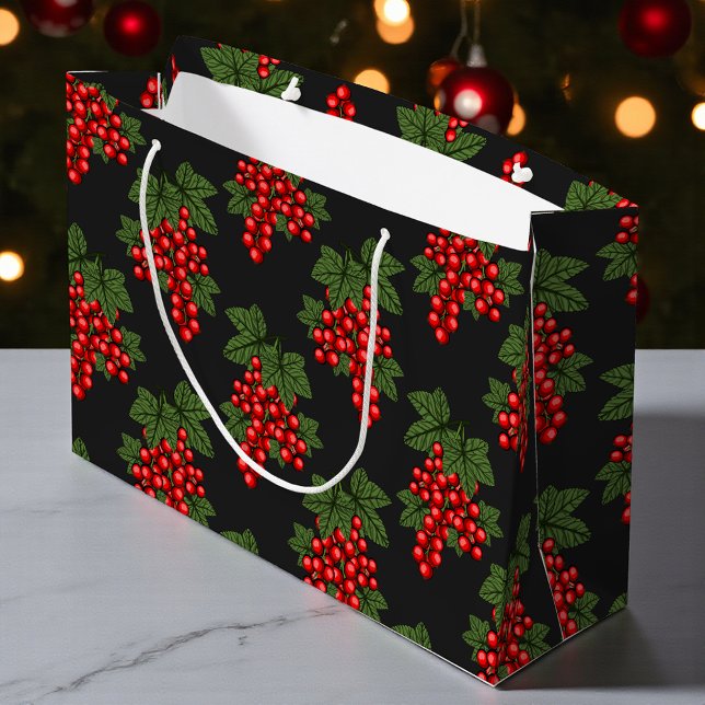 Grand Sac Cadeau Berries de Noël Floral Rouge (Créateur téléchargé)