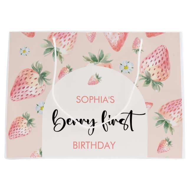 Grand Sac Cadeau Berry premier anniversaire de enfant de fraise (Devant)