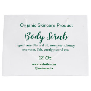 Grand Sac Cadeau beurre de gommage corporel vert naturel biologique