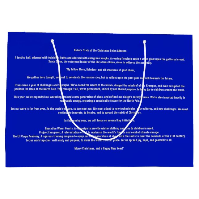 Grand Sac Cadeau Biden State of the Christmas Union Adresse (Dos)